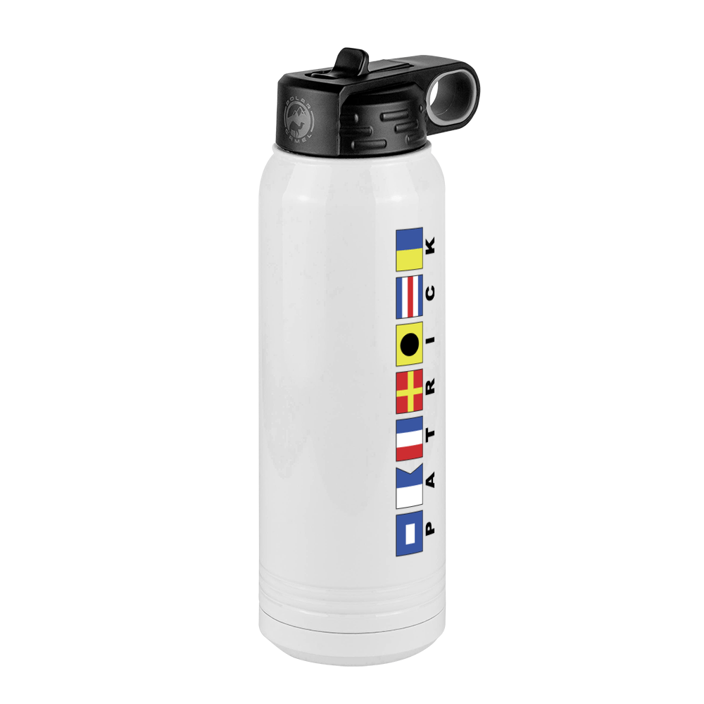 Personalized Nautical Flags Water Bottle (30 oz) - Rotated Text - Front Right View