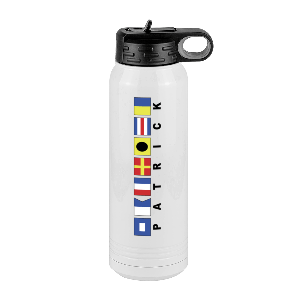 Personalized Nautical Flags Water Bottle (30 oz) - Rotated Text - Right View