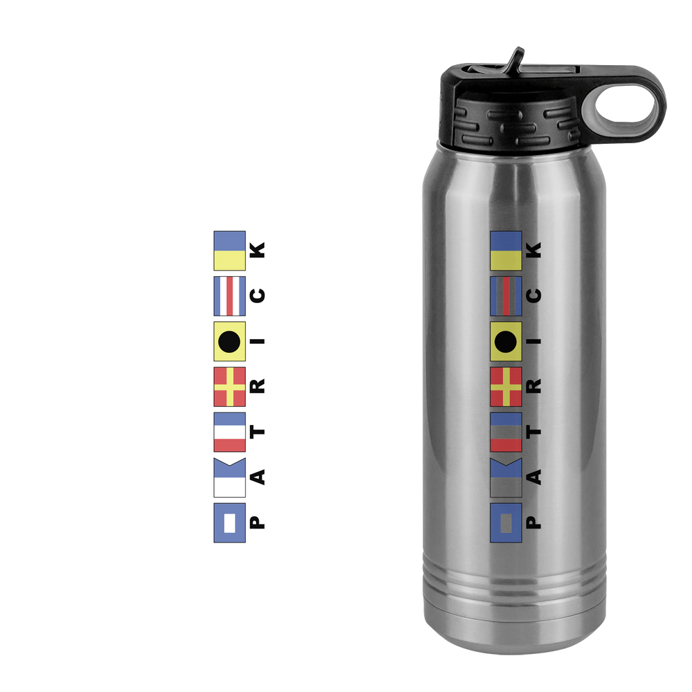 Personalized Nautical Flags Water Bottle (30 oz) - Rotated Text - Design View