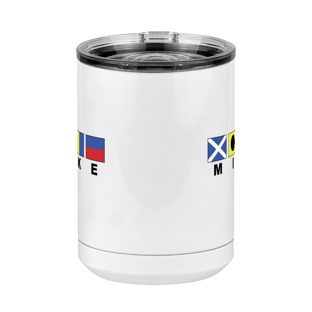 Personalized Nautical Flags Coffee Mug Tumbler with Handle (15 oz) - Front View