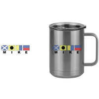 Thumbnail for Personalized Nautical Flags Coffee Mug Tumbler with Handle (15 oz) - Design View