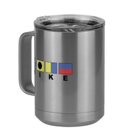 Thumbnail for Personalized Nautical Flags Coffee Mug Tumbler with Handle (15 oz) - Front Left View