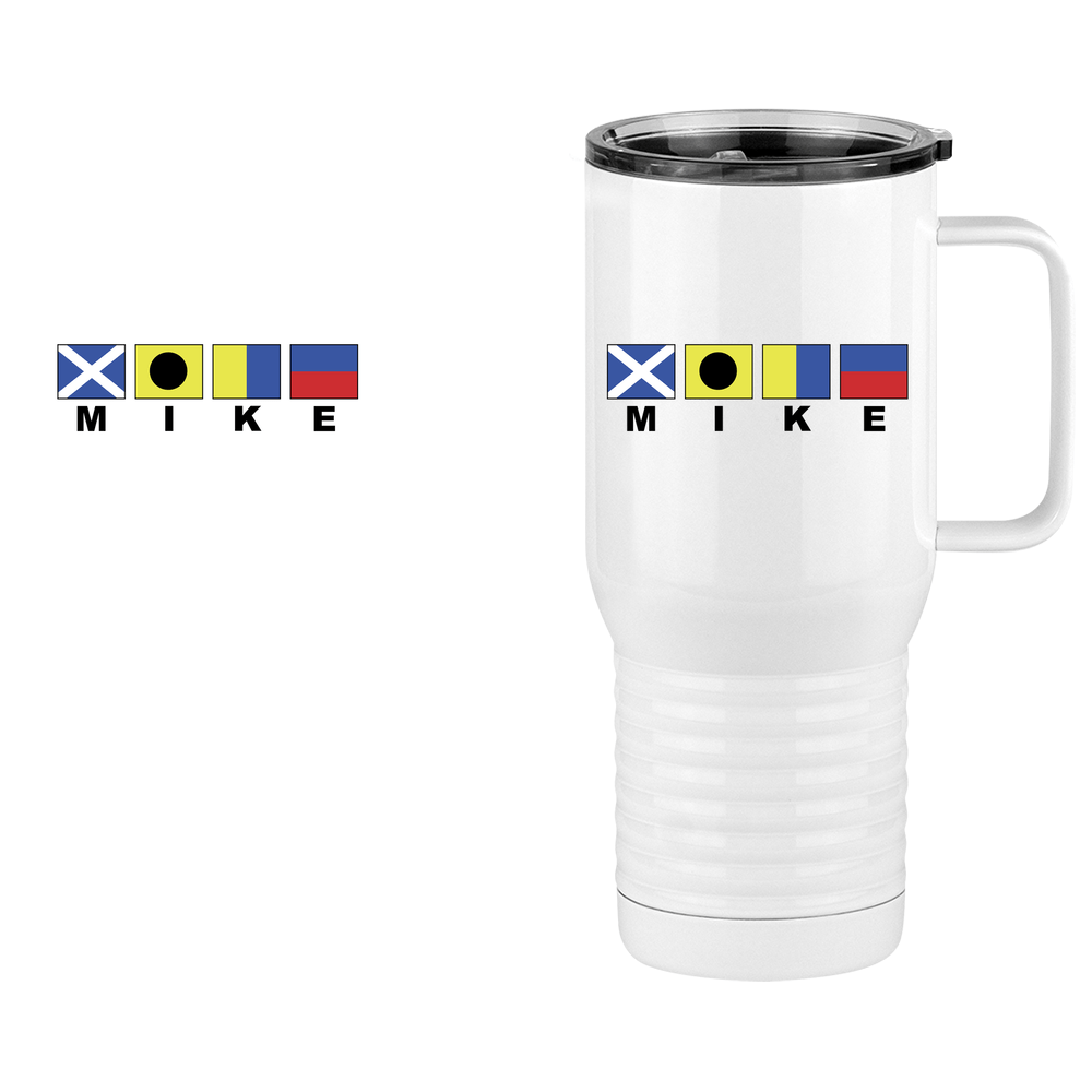 Personalized Nautical Flags Travel Coffee Mug Tumbler with Handle (20 oz) - Design View