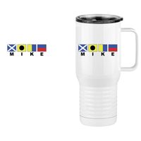 Thumbnail for Personalized Nautical Flags Travel Coffee Mug Tumbler with Handle (20 oz) - Design View