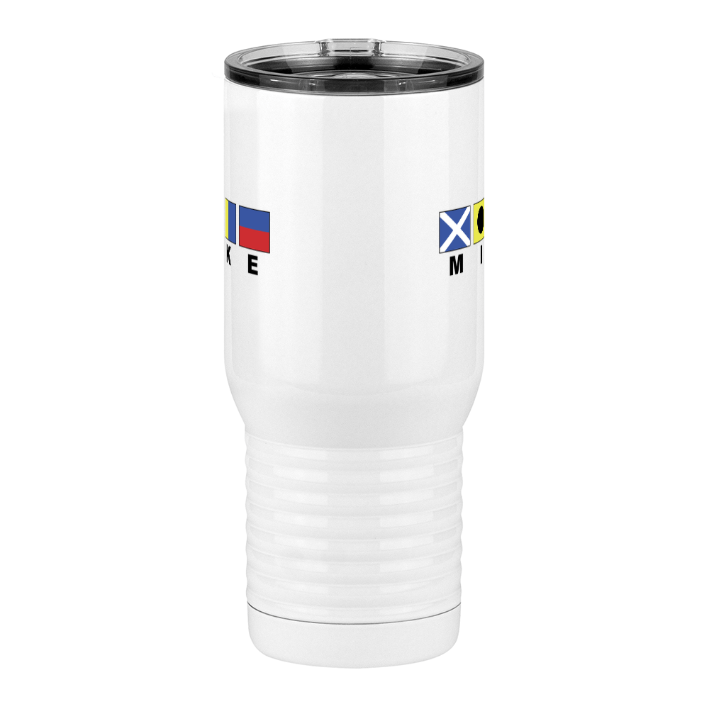 Personalized Nautical Flags Travel Coffee Mug Tumbler with Handle (20 oz) - Front View