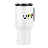 Thumbnail for Personalized Nautical Flags Travel Coffee Mug Tumbler with Handle (20 oz) - Front Right View