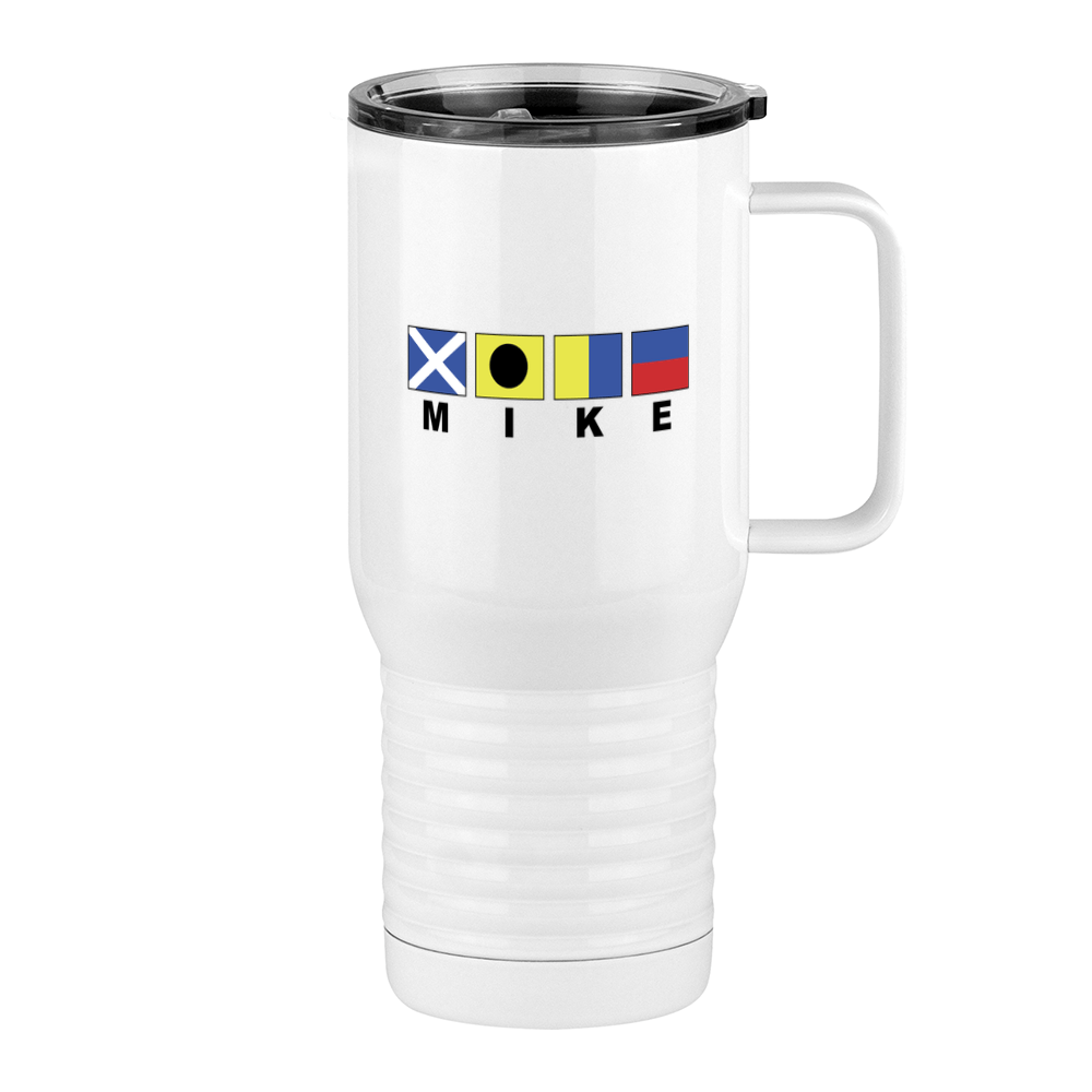 Personalized Nautical Flags Travel Coffee Mug Tumbler with Handle (20 oz) - Right View