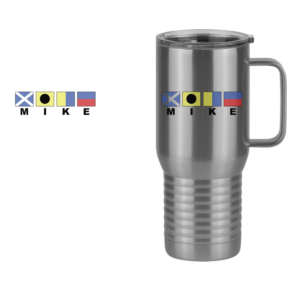 Personalized Nautical Flags Travel Coffee Mug Tumbler with Handle (20 oz) - Design View