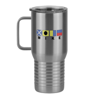 Thumbnail for Personalized Nautical Flags Travel Coffee Mug Tumbler with Handle (20 oz) - Left View