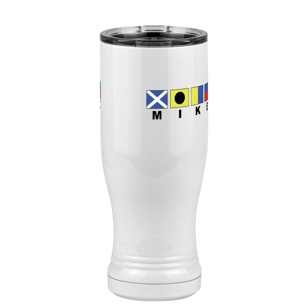 Personalized Nautical Flags Pilsner Tumbler (14 oz) - Front Right View