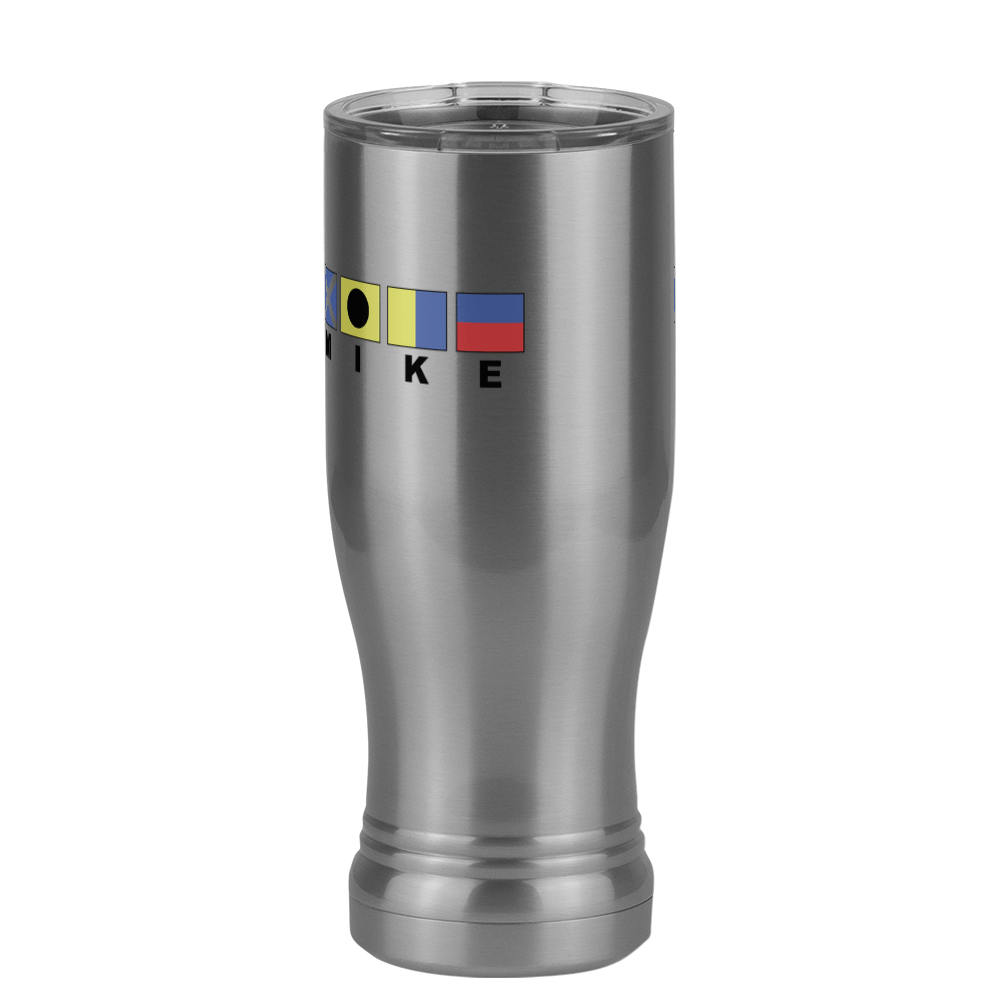 Personalized Nautical Flags Pilsner Tumbler (14 oz) - Front Left View