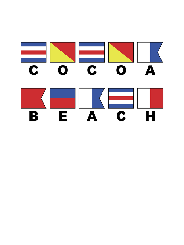 Personalized Nautical Flags T-Shirt - White - Cocoa Beach, Florida - Decorate View