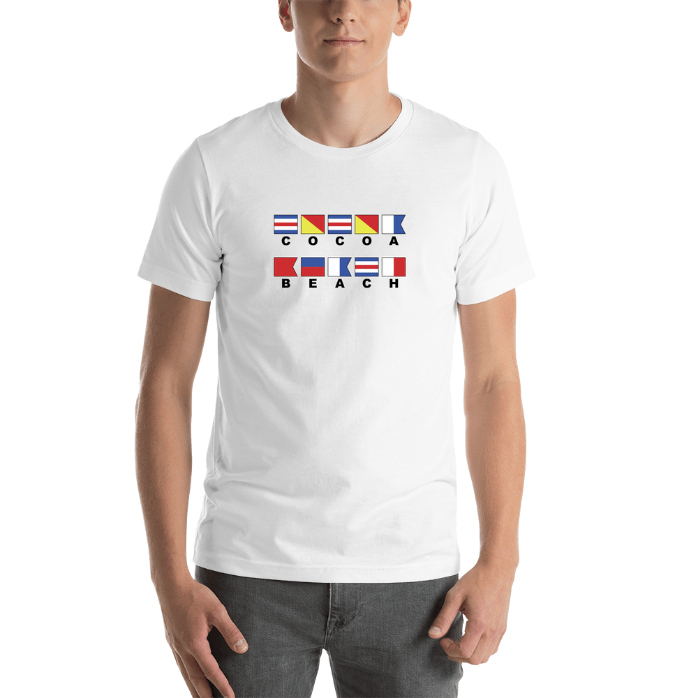 Personalized Nautical Flags T-Shirt - White - Cocoa Beach, Florida - Shirt View