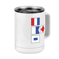 Thumbnail for Personalized Nautical Flags Coffee Mug Tumbler with Handle (15 oz) - Front Right View