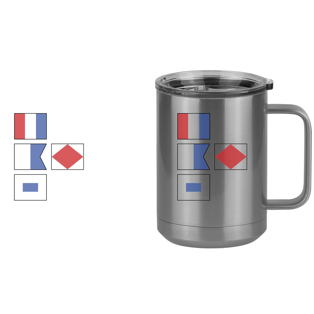 Personalized Nautical Flags Coffee Mug Tumbler with Handle (15 oz) - Design View