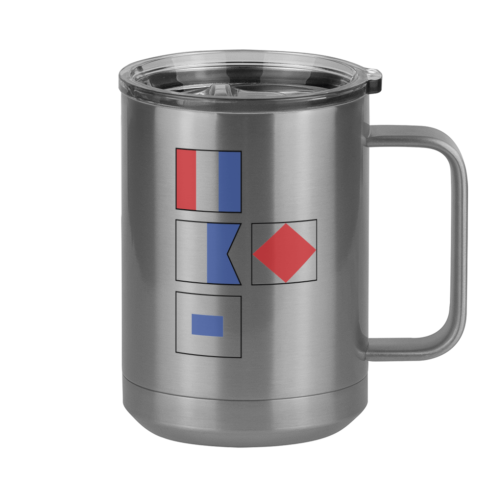 Personalized Nautical Flags Coffee Mug Tumbler with Handle (15 oz) - Right View