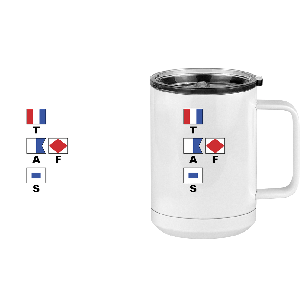 Personalized Nautical Flags Coffee Mug Tumbler with Handle (15 oz) - Design View