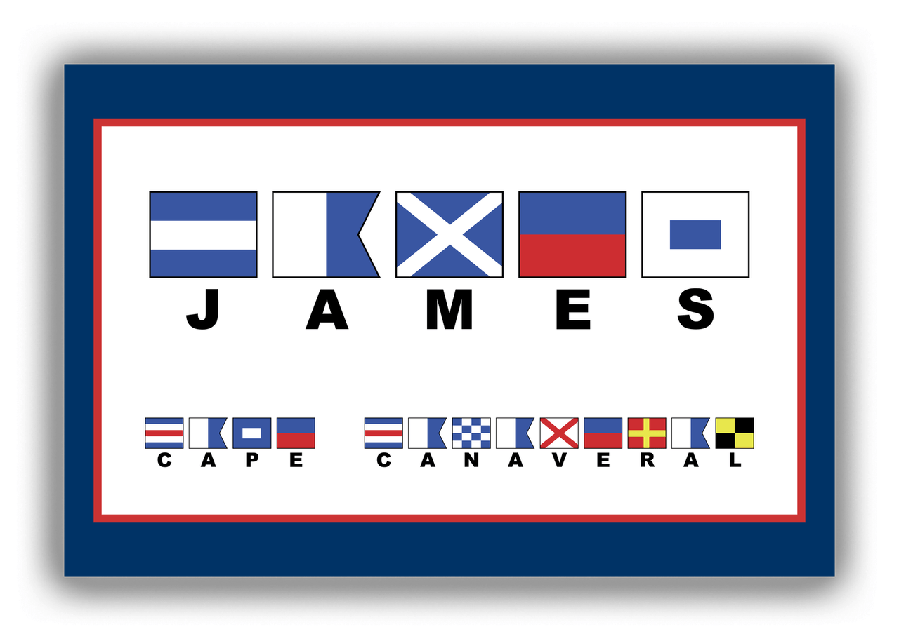 Personalized Nautical Flags Canvas Wrap & Photo Print II - Navy Blue and Red - Front View