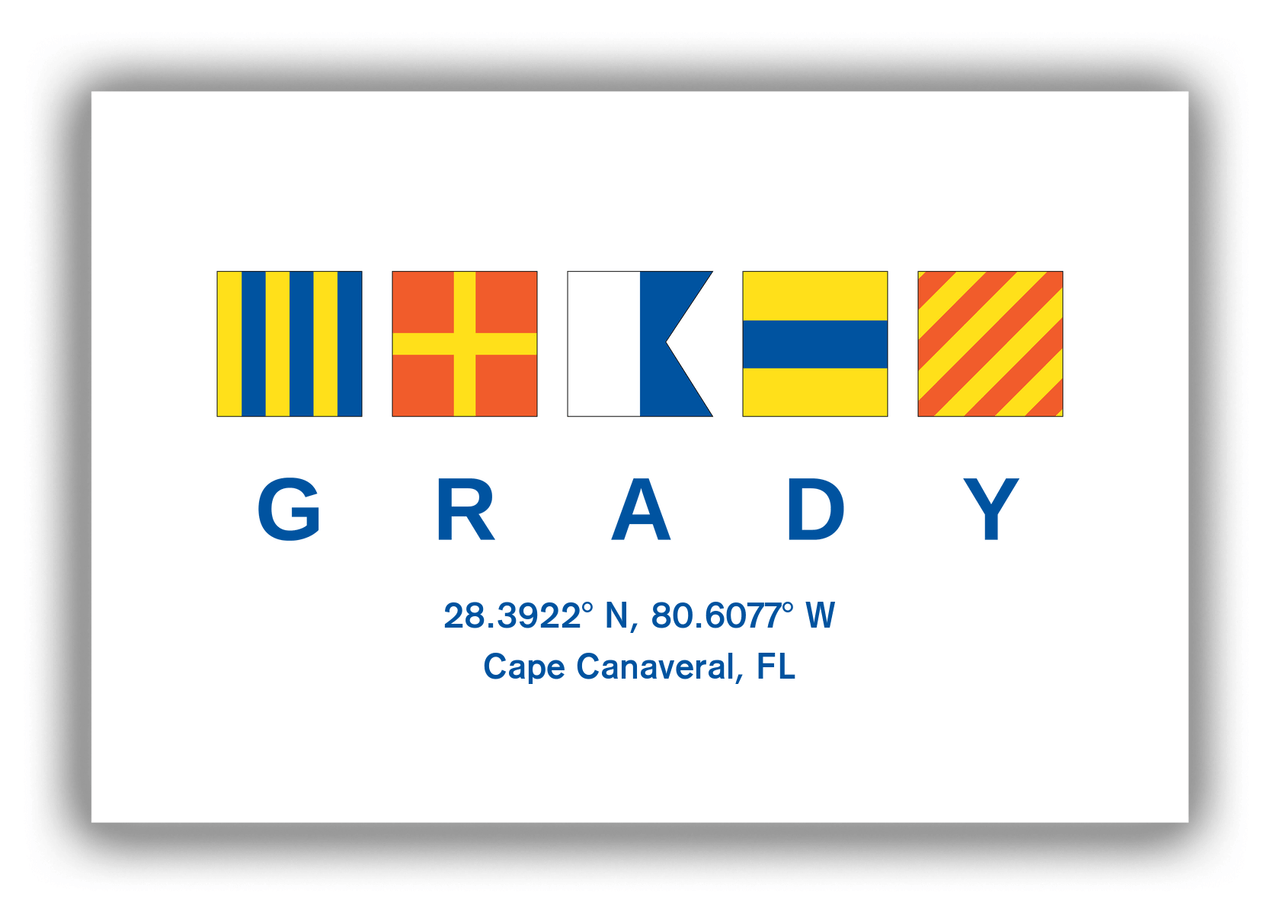 Personalized Nautical Flags Canvas Wrap /  Photo Print - Blue Letters - Front View