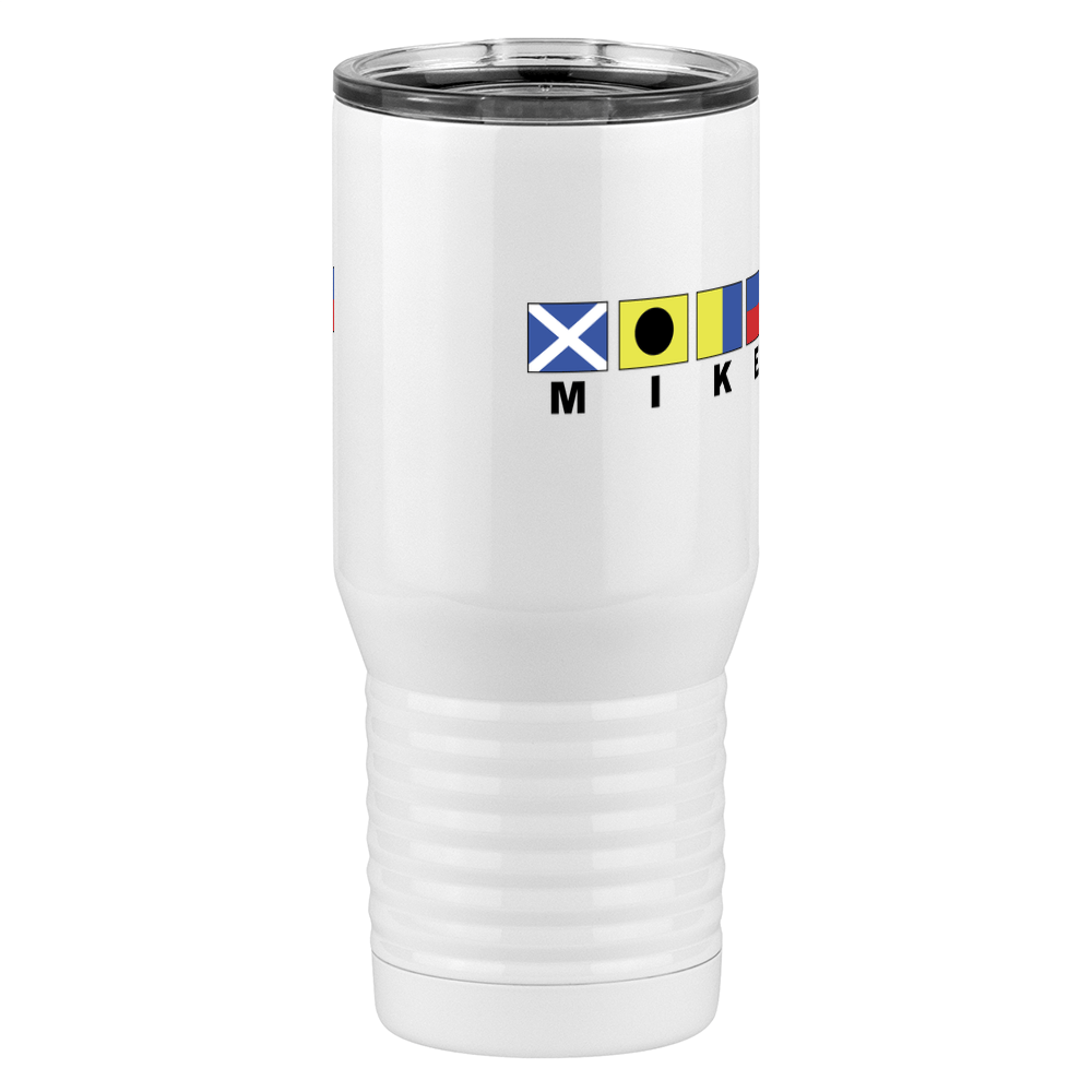 Personalized Nautical Flags Tall Travel Tumbler (20 oz) - Front Right View