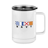 Thumbnail for Personalized Navy Nautical Flags Coffee Mug Tumbler with Handle (15 oz) - Right View