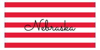 Thumbnail for Personalized Nebraska Striped Beach Towel - Red and White - Front View