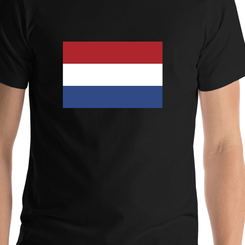 Netherlands Flag T-Shirt - Black - Shirt Close-Up View