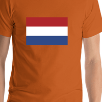 Thumbnail for Netherlands Flag T-Shirt - Orange - Shirt Close-Up View