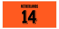 Thumbnail for Personalized Netherlands Jersey Number Beach Towel - Orange - Front View