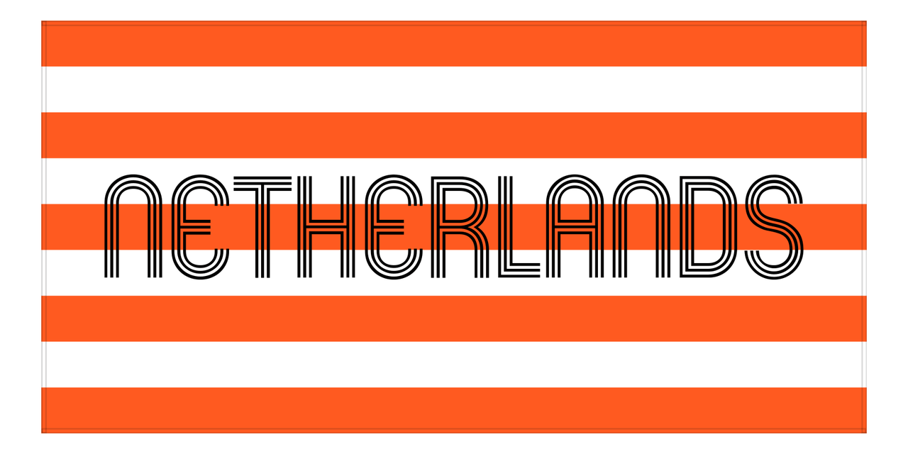 Personalized Netherlands Striped Beach Towel - Orange and White - Front View