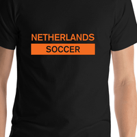 Thumbnail for Netherlands Soccer T-Shirt - Black - Shirt Close-Up View