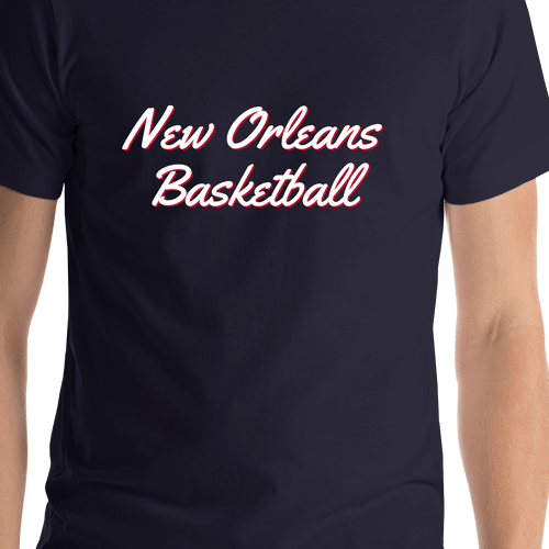 Personalized New Orleans Basketball T-Shirt - Blue - Shirt Close-Up View
