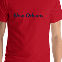 Thumbnail for Personalized New Orleans T-Shirt - Red - Shirt Close-Up View