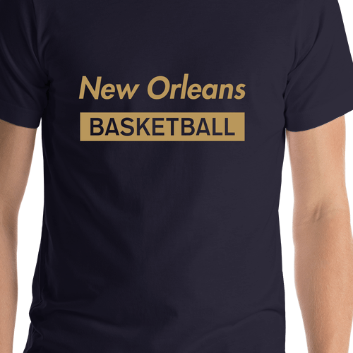 New Orleans Basketball T-Shirt - Blue - Shirt Close-Up View