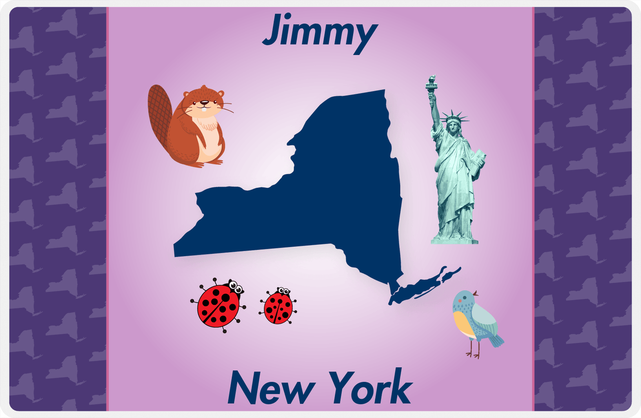 Personalized New York Placemat - Purple Background -  View