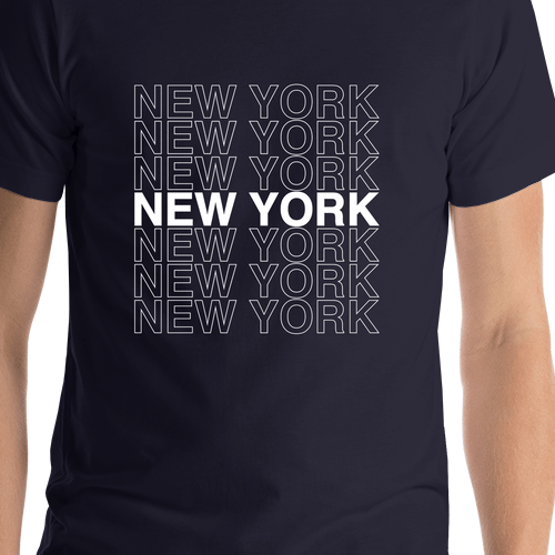 New York T-Shirt - Navy Blue - Shirt Close-Up View