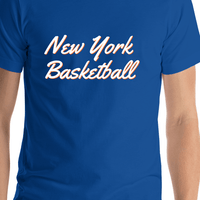 Thumbnail for Personalized New York Basketball T-Shirt - Blue - Shirt Close-Up View
