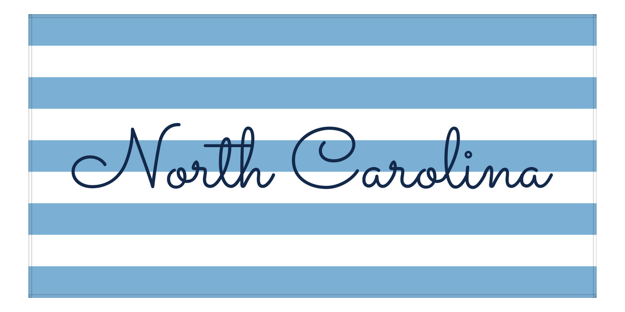 Personalized North Carolina Striped Beach Towel - Blue and White - Front View
