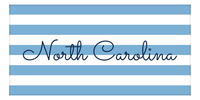 Thumbnail for Personalized North Carolina Striped Beach Towel - Blue and White - Front View
