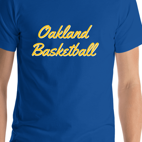 Personalized Oakland Basketball T-Shirt - Blue - Shirt Close-Up View