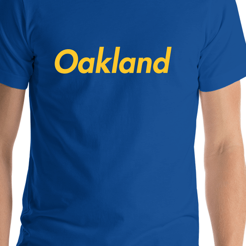 Personalized Oakland T-Shirt - Blue - Shirt Close-Up View