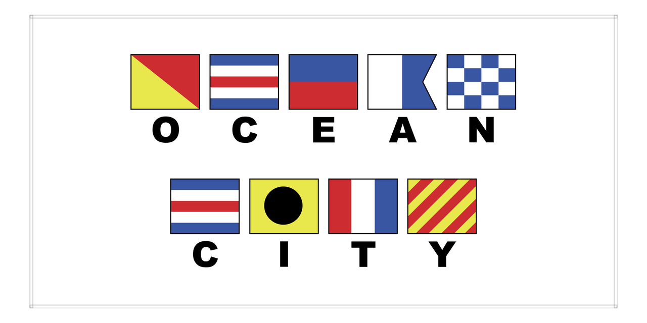 Ocean City Nautical Flags Beach Towel - Front View