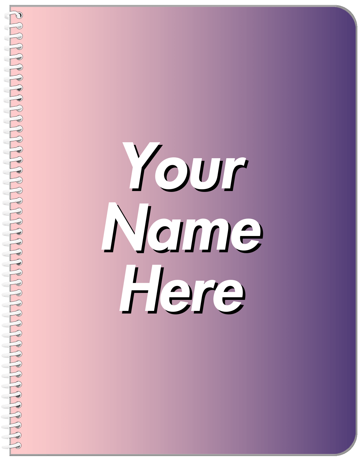 Personalized Ombre Notebook - Purple and Pink - Front View