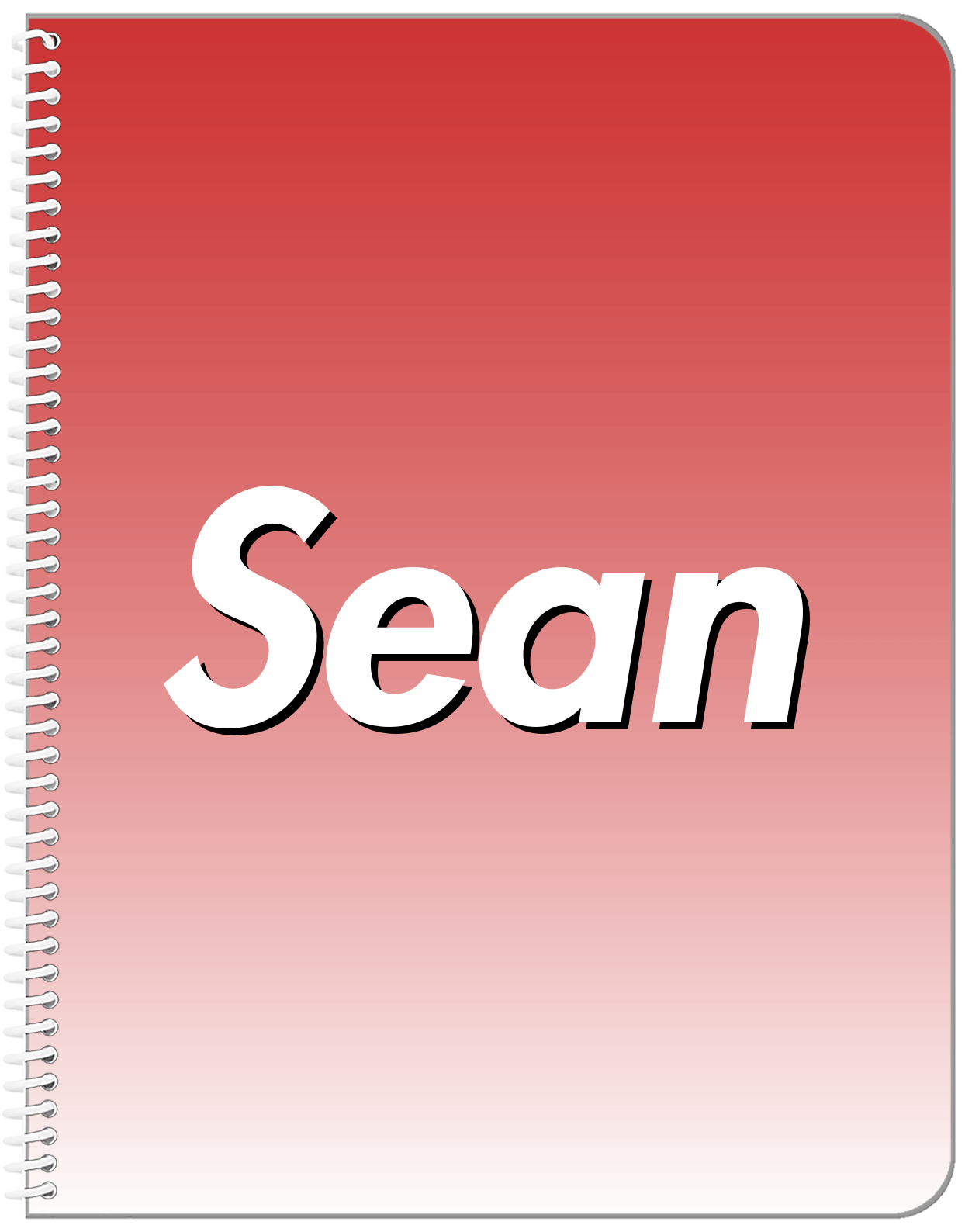 Personalized Ombre Notebook - Red and White - Front View