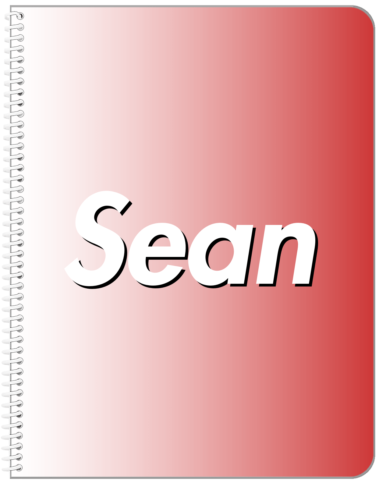 Personalized Ombre Notebook - Red and White - Front View