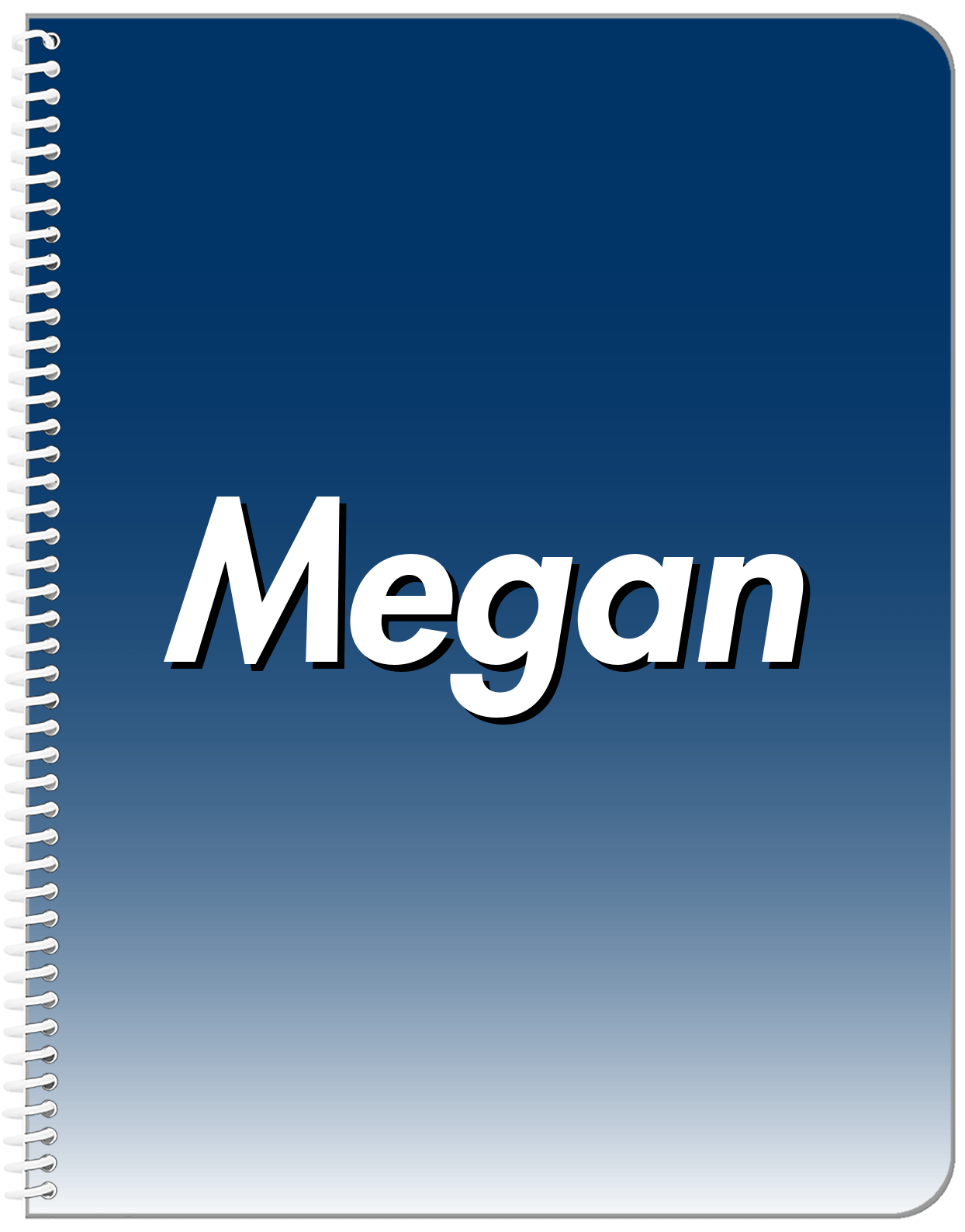 Personalized Ombre Notebook - Blue and White - Front View