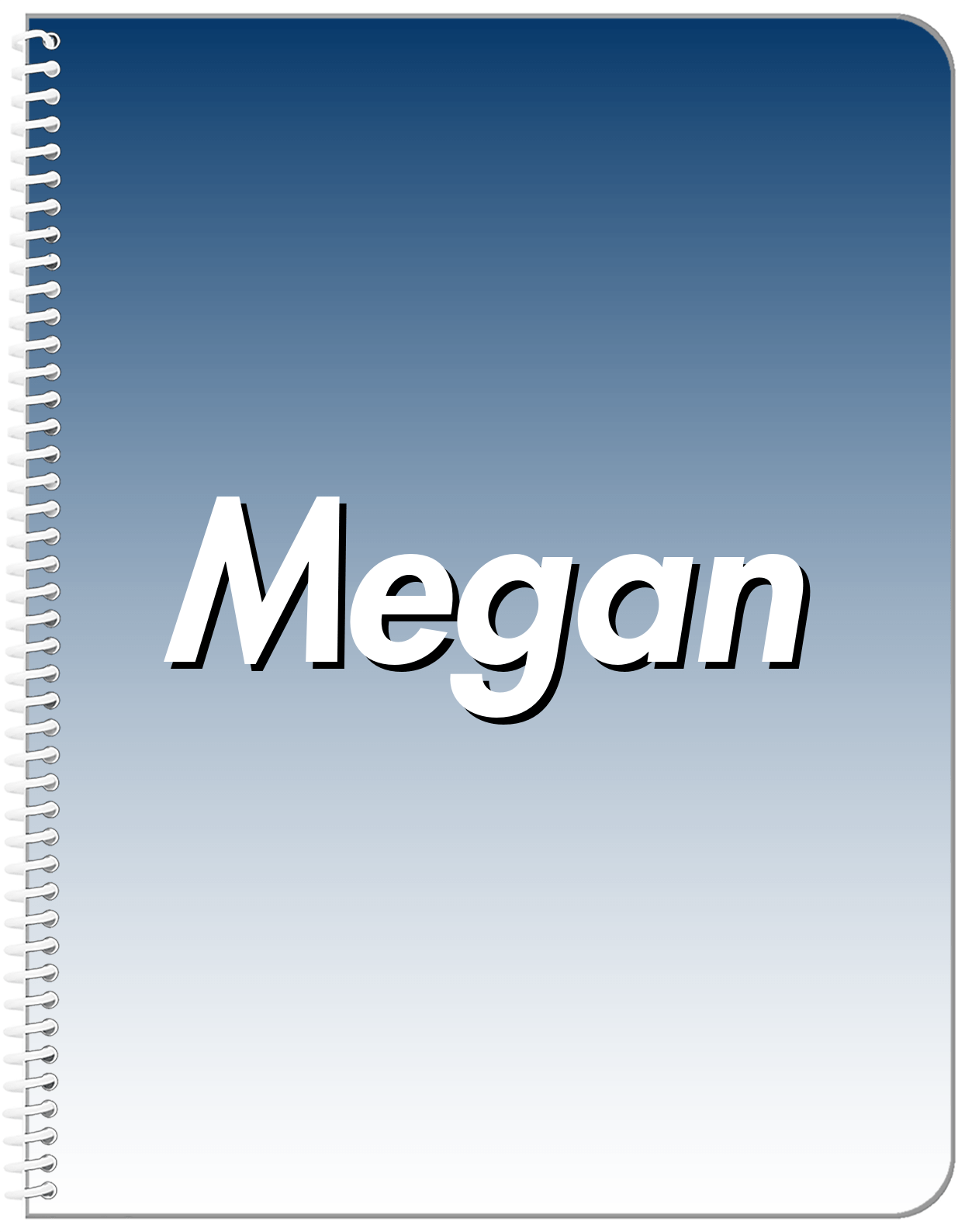 Personalized Ombre Notebook - Blue and White - Front View