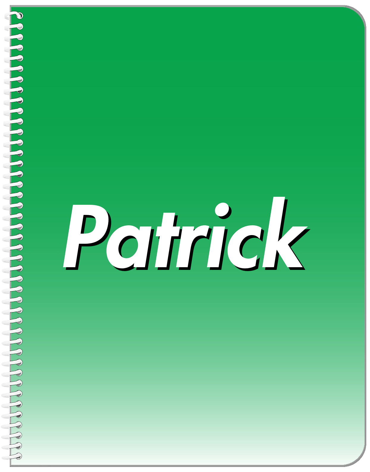 Personalized Ombre Notebook - Green and White - Front View
