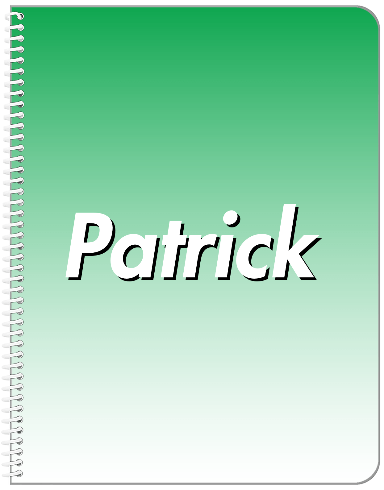 Personalized Ombre Notebook - Green and White - Front View