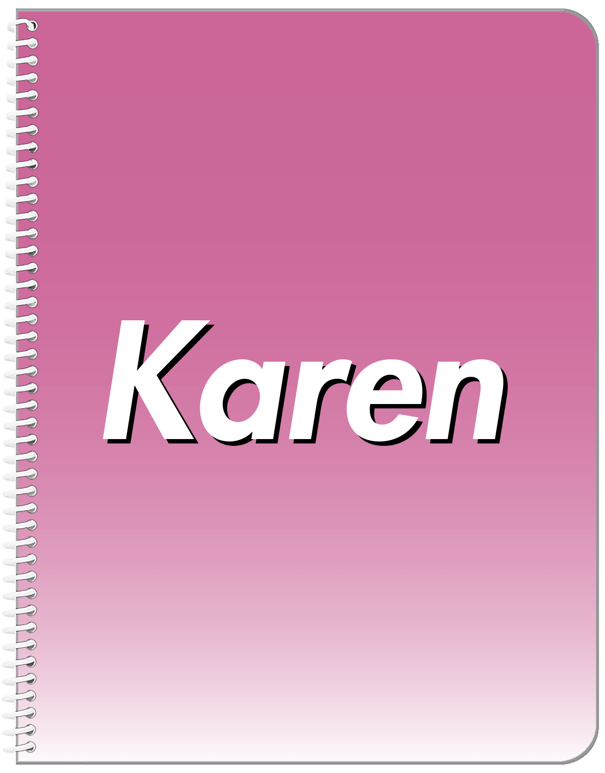 Personalized Ombre Notebook - Pink and White - Front View